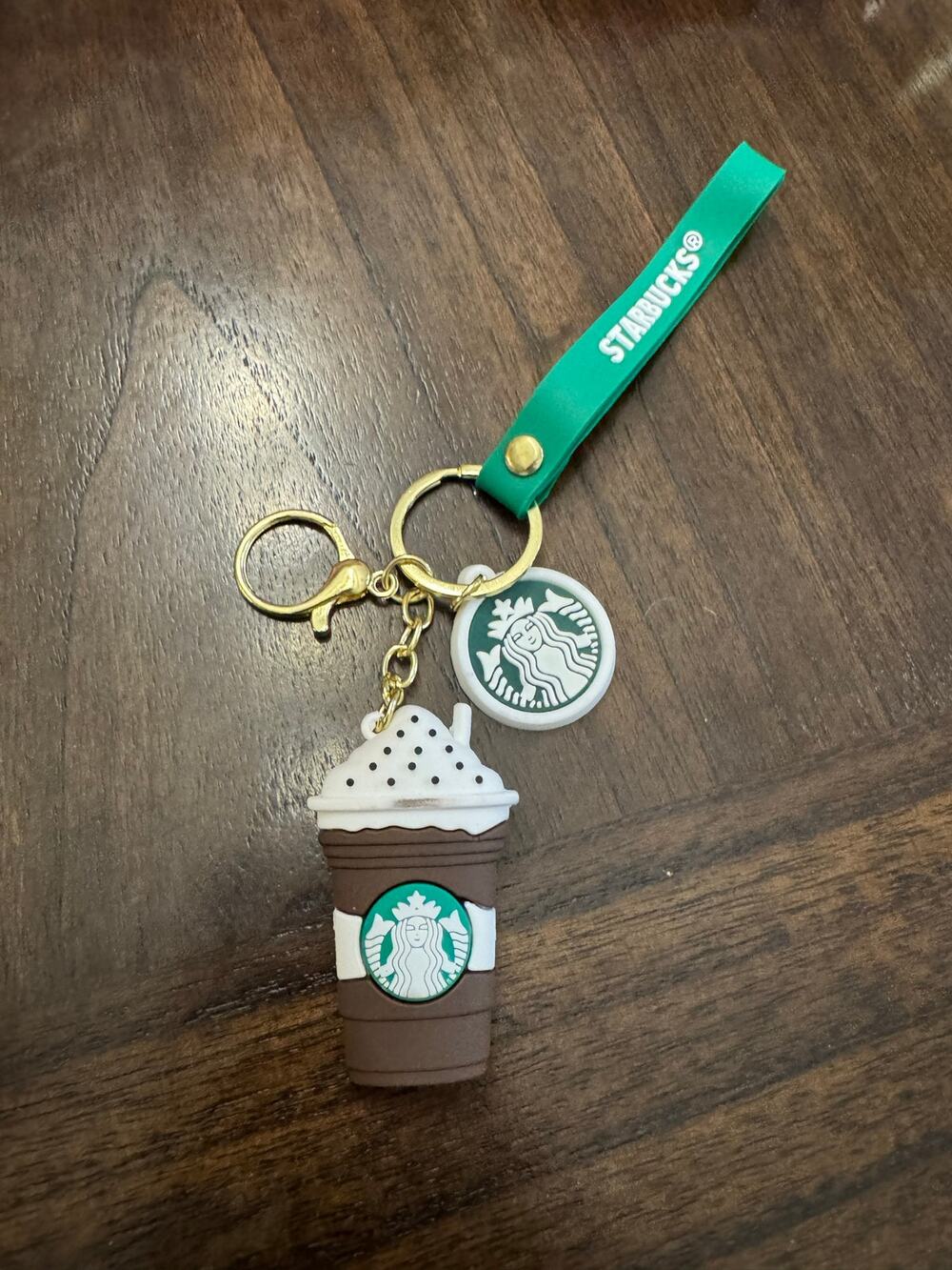Starbucks keychain mocha cup with whipped cream and green strap